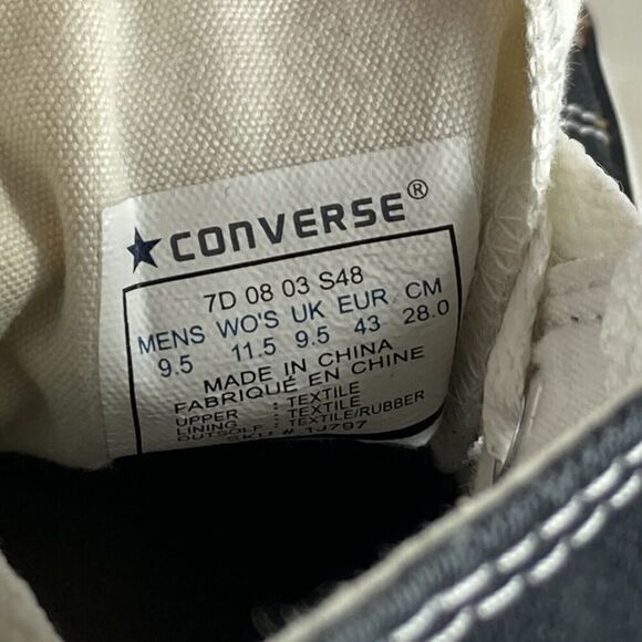 Converse All Star Sneakers Men Size 9.5 Black White Classic Chuck Taylor Hi Tops - Picture 11 of 11